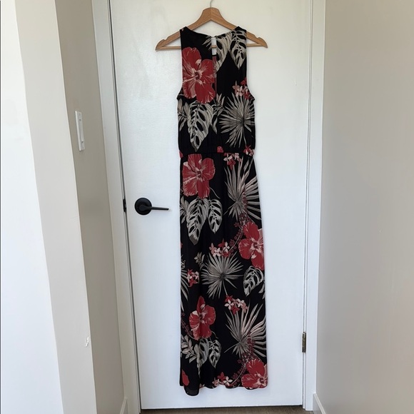 Dynamite Black Maxi Dress with Red and Cream Floral Pattern - Picture 3 of 4